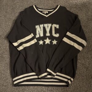 Stella Tweed Black and White V-Neck Sweater